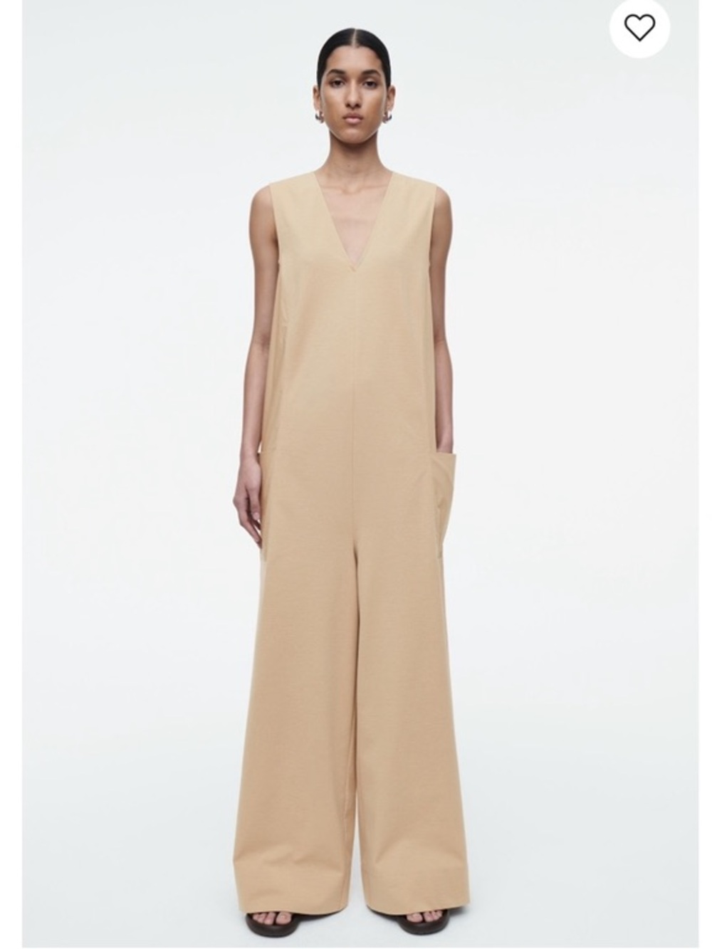 COS Oversized V-Neck Jumpsuit | Tan Jumpsuit | Sleeveless Jumpsuit